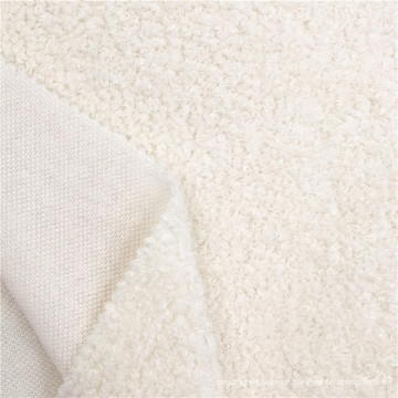 Tissus de manteau tricotés en mohair blanc de polyester de vente chaude